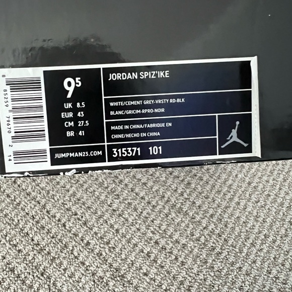 Jordan Spiz’ike 9.5 white cement grey black and red - Picture 8 of 9